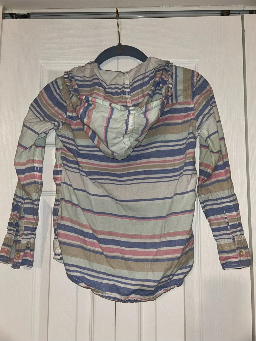 Carter's Pastel Striped Hooded Button-Front Shirt Beach Size 8
